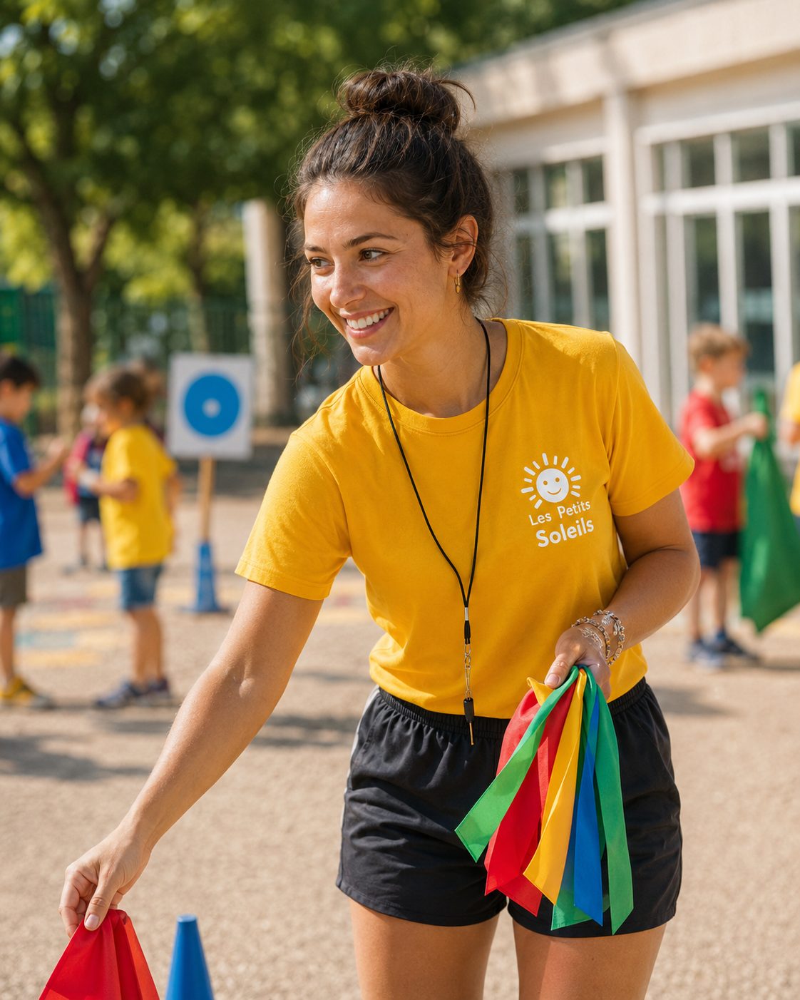 Animatrice avec tee-shirt personnalisé Les Petits Soleils